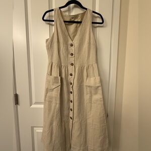 GAP Beige Midi Dress with Button Detail